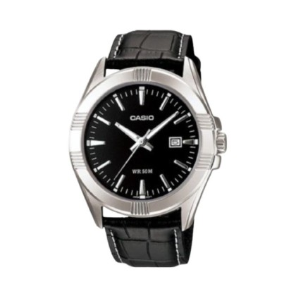 Casio General MTP-1308L-1AV Black Leather Band Men Watch